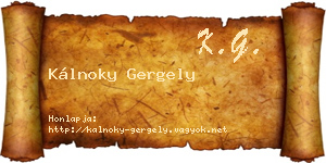 Kálnoky Gergely névjegykártya
